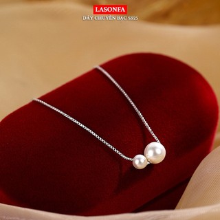 Dây chuyền nữ bạc S925 LASONFA đơn giản mix ngọc trai sáng bóng - D5-01