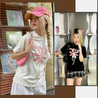 Áo thun baby tee chất borip ,áo phông form baby tee nữ 3 màu chữ bông hoa cute mén clothing