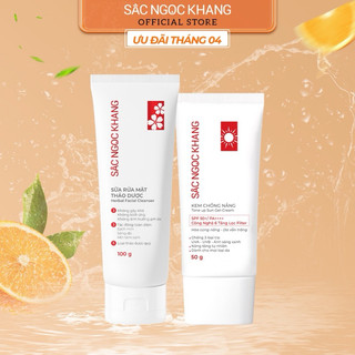 Combo kem chống nắng sắc ngọc khang 50g+ sữa rửa mặt sắc ngọc khang 100g