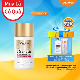 Kem Chống Nắng L'Oreal Mỏng Nhẹ Bảo Vệ Tối Đa UV Defender Invisible Fluid SPF50+ PA++++ 50ml