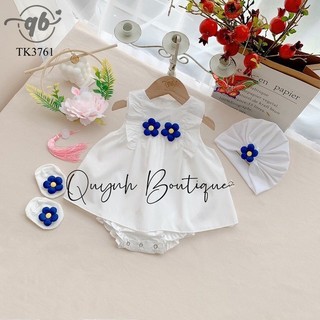 Body bé gái quỳnh boutique set body thiết kế bé gái body váy trắng đính hoa