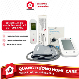 Combo chăm sóc sức khỏe gia đình QD Home Care máy đo huyết áp bắp tay + Nhiệt kế điện tử hồng ngoại