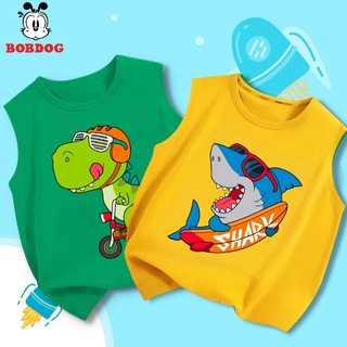 BST áo ba lỗ bé trai BOBDOG 2024, áo 3 lỗ chất cotton in hình khủng long cute cho bé