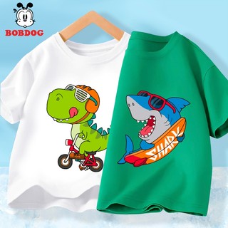 Áo thun bé trai BOBDOG áo cộc tay chất cotton mềm mịn thoáng mát in hình khủng long dễ thương cho bé