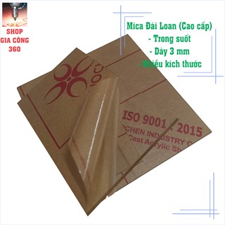  Tấm mica trong suốt 3mm: 30x30 30x40 30x50 40x40 40x60 cm hàng Đài Loan  cao cấp  cắt laser. 