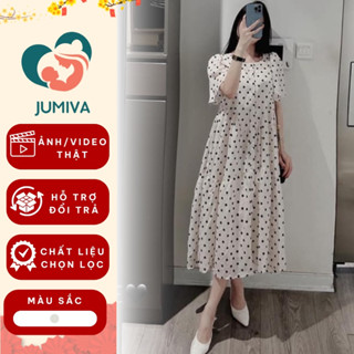 Đầm Bầu, Váy Bầu hoa nhí siêu xinh Babydoll dáng dài thời trang thu đông cao cấp