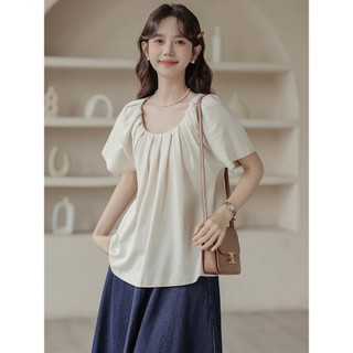Áo sơ mi cổ xếp ly dáng xuông vintage ASW2696