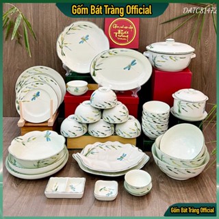  Bát đĩa tô chén ăn cơm Bát Tràng Vẽ Tay Trúc Chuồn - Bộ chén dĩa Bộ đồ ăn bộ bát đĩa Hàng loại I 