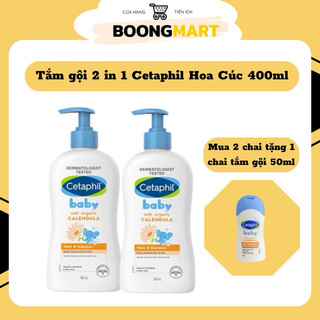 Sữa tắm gội Cetaphil baby Wash & Shampoo cho bé 400ml,hương hoa cúc dịu nhẹ cho bé sơ sinh