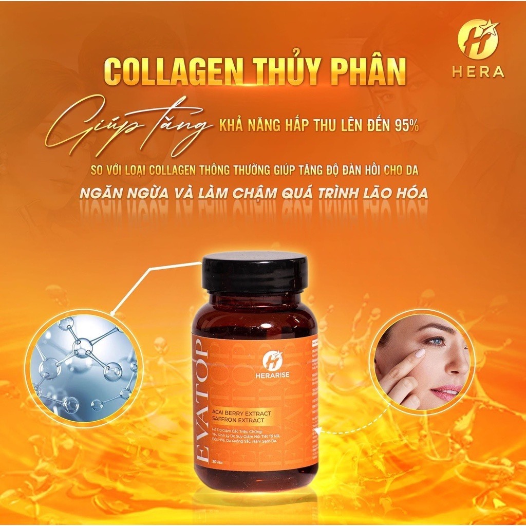Viên uống nội tiết tố nữ Evatop hỗ trợ tăng cường sinh lý giảm nám mờ thâm chống lão hoá hộp 30 viên