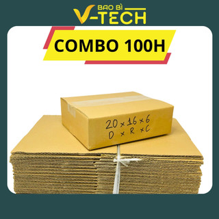 100 Hộp carton đóng hàng 20x16x6cm hộp giấy gói hàng giá rẻ