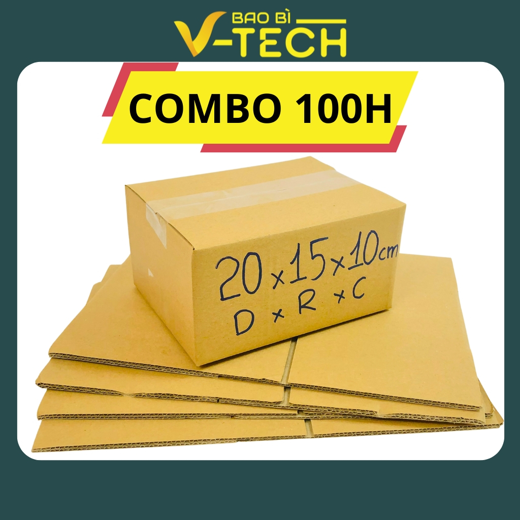[COMBO] 100 Hộp carton đóng hàng 20x15x10cm hộp giấy gói hàng giá rẻ