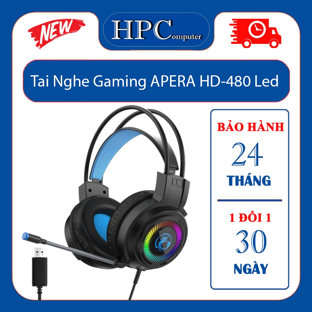 Tai Nghe Gaming Chụp Tai Có Mic APERA HD-480 (Jack cắm USB 7.1) Cho Máy Tính Laptop - Bảo Hành 6 Tháng