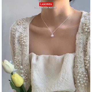 Dây chuyền nữ s925 LASONFA đơn giản bạc  mix ngọc trai nước ngọt - D5-02