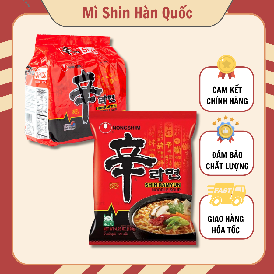 Mì shin Hàn Quốc, mỳ cay ăn liền 120g