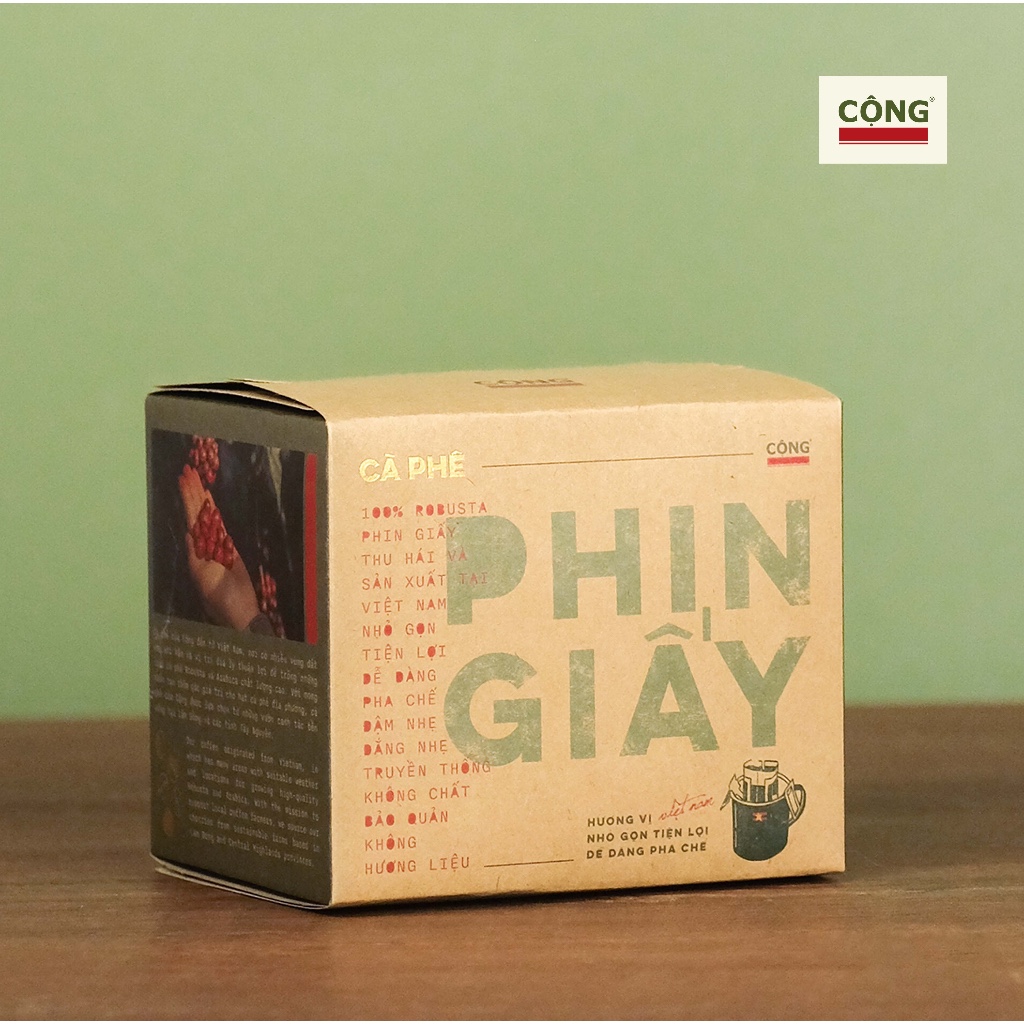 Cà phê phin giấy Cộng Cà Phê 10 gói x 10 gr