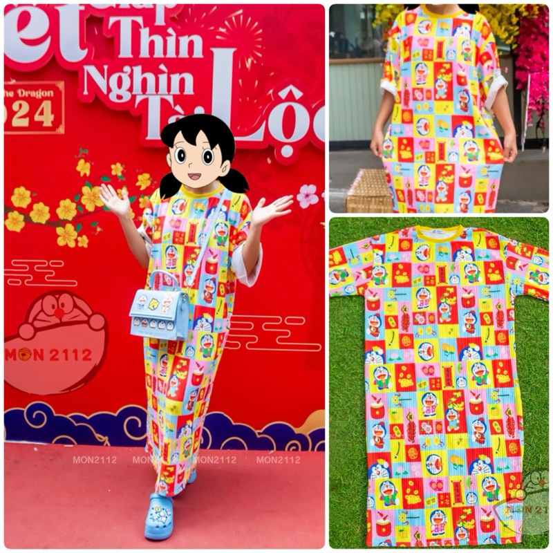 ĐẦM THUN SUÔNG DORAEMON DOREMON SIZE 40-80KG