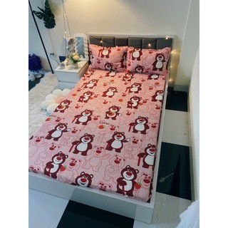 Sale 69k Bộ ga gối poly 1,6m Bông hoa lá bạc nền xanh tím than