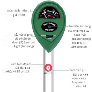 Máy đo ph đất đa năng, đo độ ẩm, ánh sáng HT9