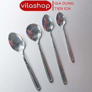 Thìa Inox Vila, Thìa Thon Cán Dài Trơn, Cán Viền Chất Liệu Thép TST Không Gỉ