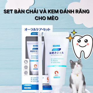 Combo vệ sinh răng miệng, set bàn chải, kem đánh răng cho mèo KOJIMA, bàn chải và kem đánh răng cho mèo-Petiu