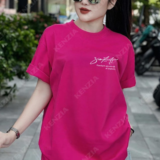 Áo Thun Nữ chữ Simplicity form chuẩn Kenzia Lady - Áo Phông Cổ Tròn Tay Ngắn Basic Cotton 100%  - KA5240