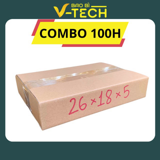 100 Hộp carton đóng hàng 26x18x5cm hộp giấy gói hàng giá rẻ