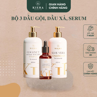 [BẢN MỚI 2023] Bộ 3 Dầu gội, dầu xả, serum chăm sóc tóc KIERA tinh chất bơ dừa giúp tóc mềm mại, chắc khoẻ và mọc dày
