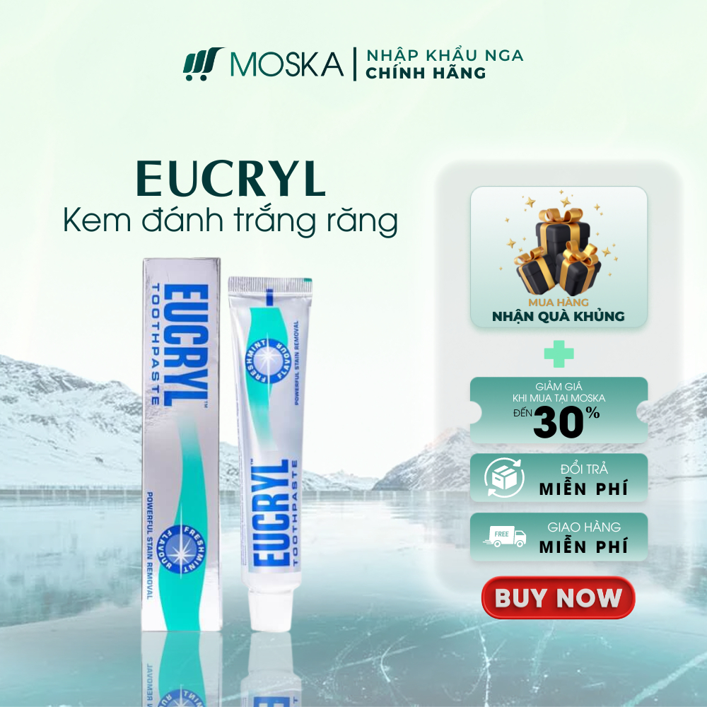 Kem Đánh Trắng Răng Bạc Hà EUCRYL TOOTHPASTE Giúp Răng Chắc Khỏe, Ngăn Mảng Bám| Moska Shop