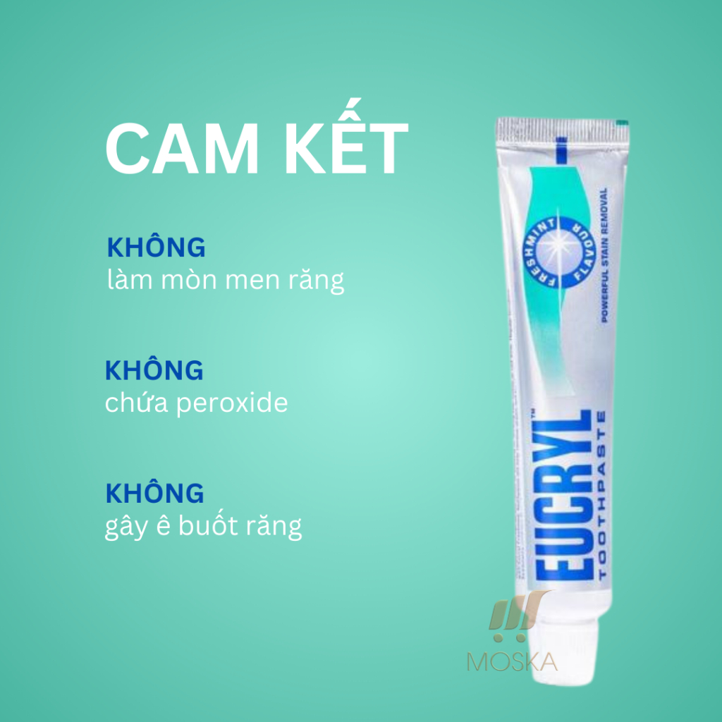 Kem Đánh Trắng Răng Bạc Hà EUCRYL TOOTHPASTE Giúp Răng Chắc Khỏe, Ngăn Mảng Bám| Moska Shop