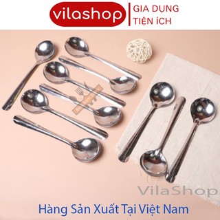 Thìa Inox, Muỗng Inox Miệng Tròn Cán Trơn, Cán Viền, Thiết Kế Đơn Giản An Toàn