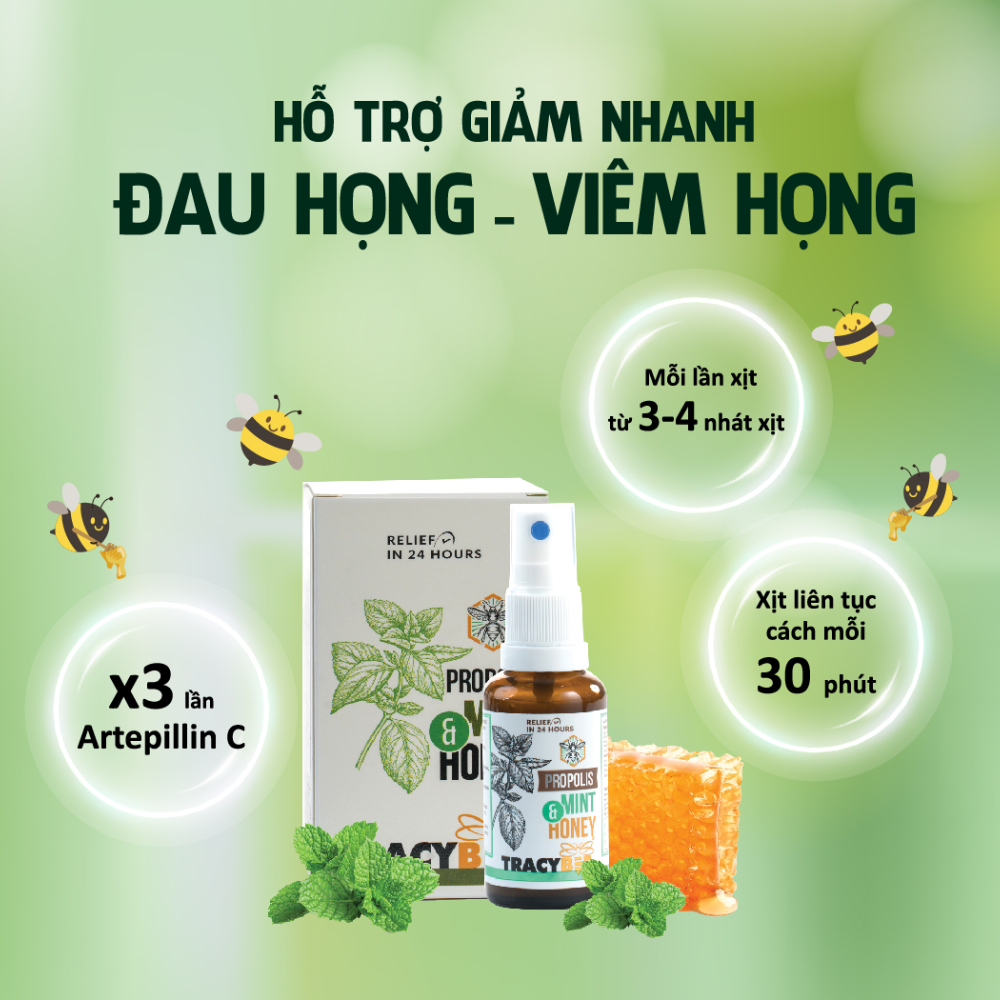 Xịt Keo Ong Xanh Hỗ Trợ Giảm Ho Đau Họng Tracybee Dùng Được Cho Trẻ Nhỏ