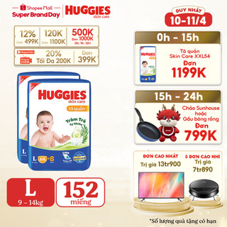 Combo 2 Tã quần Huggies Skincare Super Jumbo M76/L68/XL60/XXL54+8