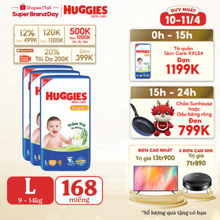 Combo 3 Tã quần Huggies Skincare Big Jumbo M56/L48/XL40/XXL36+8