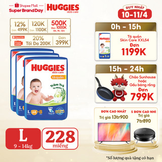 Combo 3 Tã quần Huggies Skincare Super Jumbo M76/L68/XL60/XXL54+8