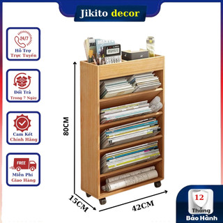 Kệ sách ngăn chéo có bánh xe, kệ đa năng để sách thương hiệu JIKITO - JT189