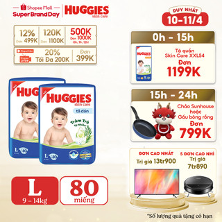 Combo 2 Tã dán Huggies Skincare Jumbo M46+6/ L40/ XL34