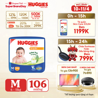  Tã quần Huggies Skincare Mega Jumbo M106/L96+8/XL84+4/XXL76+4