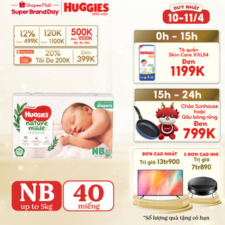  Tã Dán Huggies Platinum Nature Made Size NB60/S82/M64/L54/XL44/XL36