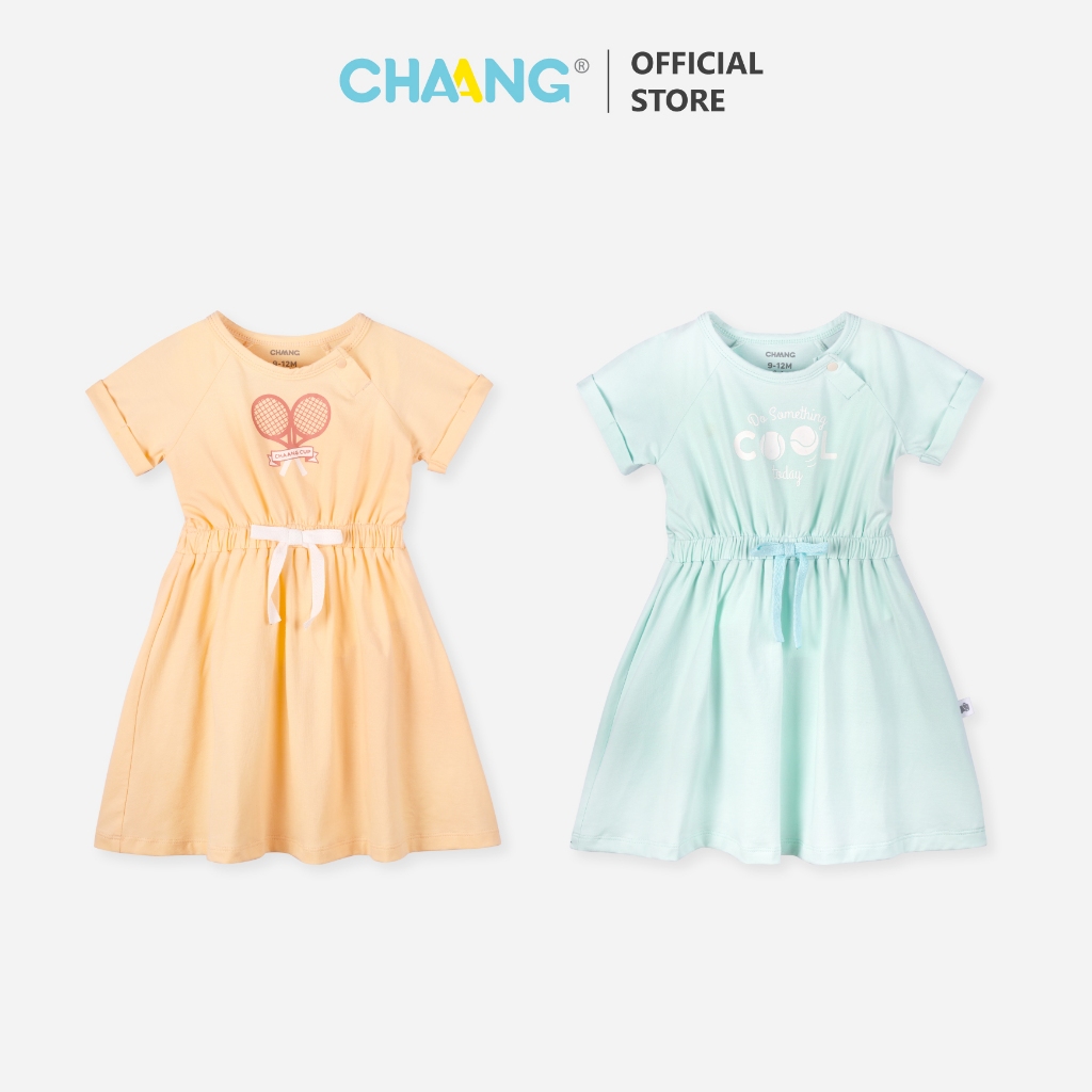 [CHAANG 9M-5Y] Váy cộc tay thiết kế chun eo Olympia cho bé gái