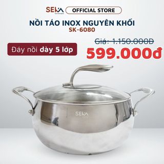 Nồi Inox Nguyên Khối 5 Đáy Từ Đa Năng SEKA SK6080 Hình Quả Táo Dung Tích 4 Lít Dùng Được Mọi Loại Bếp Bảo Hành 12 Tháng