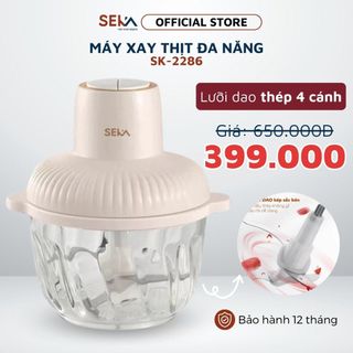 Máy xay thịt mini đa năng SEKA 4 lưỡi cối thuỷ tinh, công suất 500W, bảo hành 12 tháng