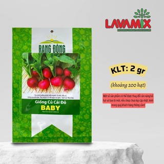 Hạt giống Củ Cải Đỏ Tròn Baby (2g~200 hạt) hiệu Rạng Đông chịu nhiệt tốt, trồng quanh năm | Green House