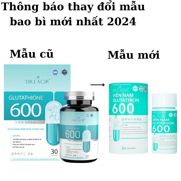 Viên Uống Trắng Da Glutathione 600 Dr Lacir Chính Hãng Hạn Chế Lão Hoá Da, Nếp Nhăn, Tăng Nội Tiết Tố Nữ
