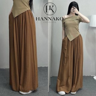 Quần Ống Rộng Vải Đũi BigSize Hannako - fashion, Quần Đũi Suông Ống Rộng Cạp Chun Giả Váy 125