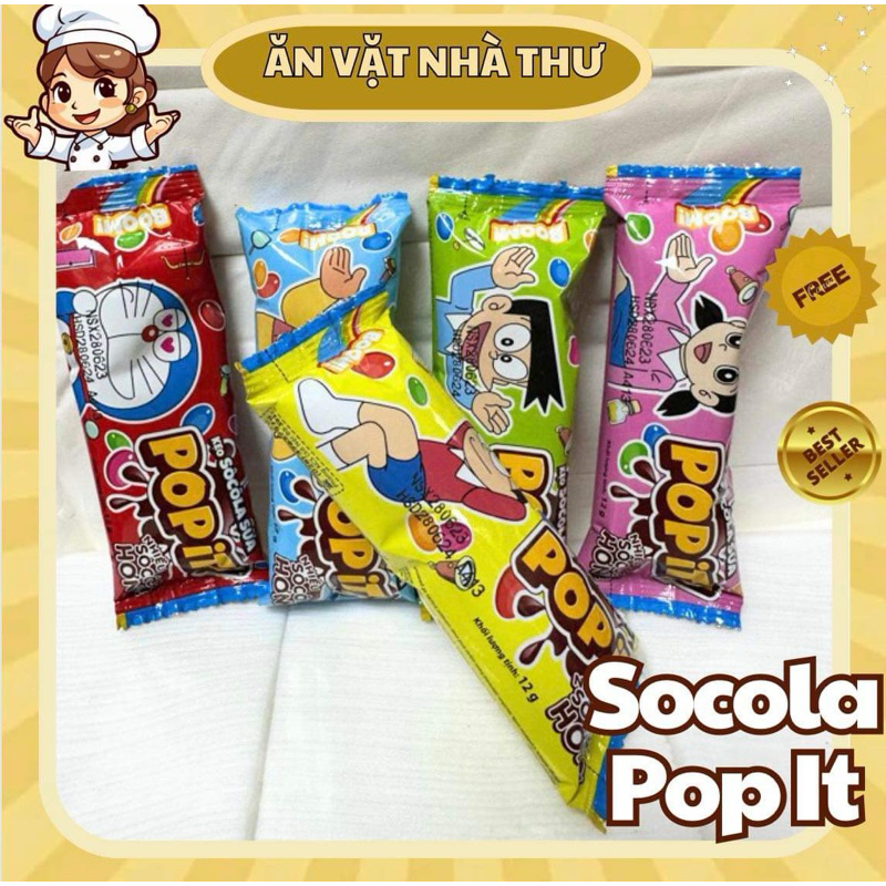 Kẹo socola sữa viên sắc màu Pop it Doraemon (gói 12g)
