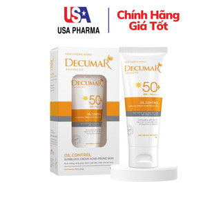 Kem chống nắng kiềm dầu cho da mụn Decumar Advanced Sunblock SPF50+ - Tuýp 50g