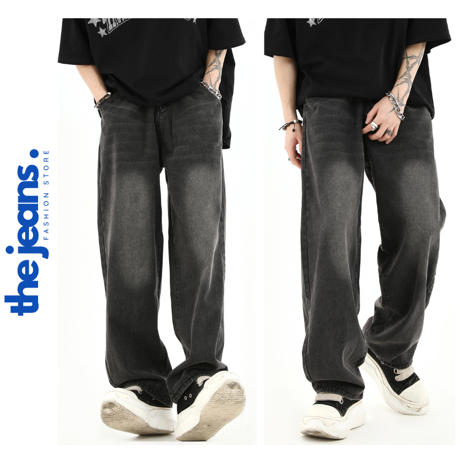 Quần Jean Nam Dáng Baggy Ống Suông Wash Smoke 2 Màu Chất Vải Dày Dặn The Jeans