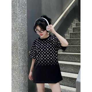 Áo thun lv monogram in full áo hoạ tiết kim tuyến hàng vnxk cao cấp unisex nam nữ phong cách luxury đầy đủ tem tag