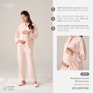  Bộ quần áo pyjama kẻ xanh, cam cao cấp chất liệu co giãn đa chiều, thoáng mát cho các mẹ bầu và sau sinh